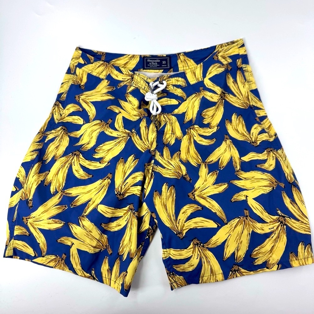 Abercrombie & Fitch Blue and Yellow Tropical Board Shorts